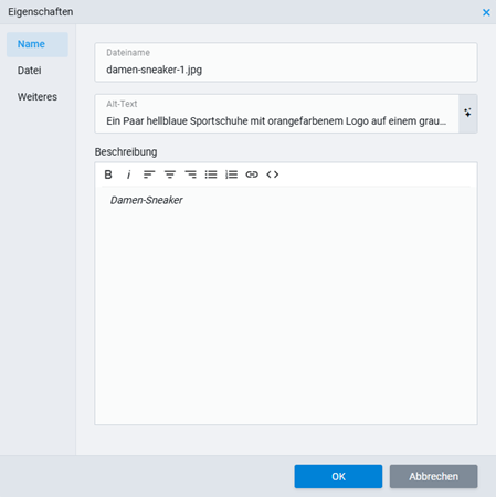 Bilderverwaltung Bildeigenschaften
