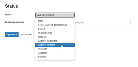 Status "Widerruf bestätigt" im Live-Dashboard (Backend)